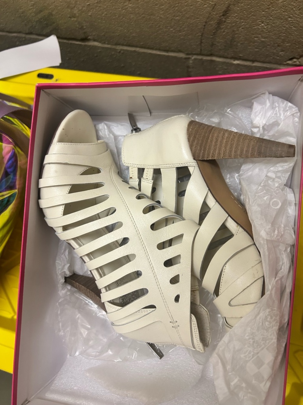 Vince Camuto Ivory Cutout Peep-Toe Heels